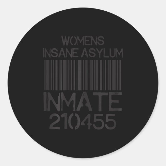 Psych Ward Jail Funny Halloween Costume Insane Asy Ronde Sticker (Voorkant)