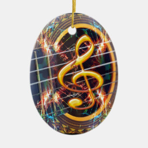 Psychadelic Accoustic Guitar, ontwerp muziekvel Keramisch Ornament
