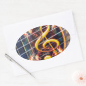 Psychadelic Accoustic Guitar, ontwerp muziekvel Ovale Sticker (Envelop)