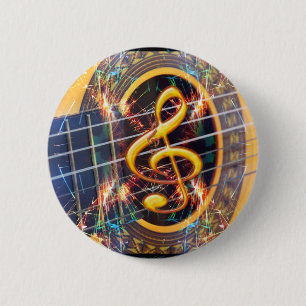 Psychadelic Accoustic Guitar, ontwerp muziekvel Ronde Button 5,7 Cm