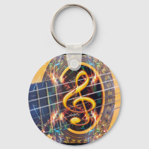 Psychadelic Accoustic Guitar, ontwerp muziekvel Sleutelhanger