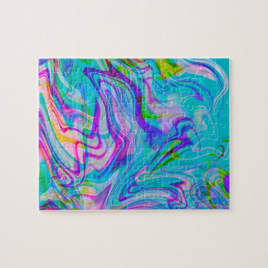 Psychadelic Liquid Colorful Abstract Pattern Blue Legpuzzel (Horizontaal)