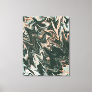Psychadelic Marble Green Peach Vloeibaar Art Paint Canvas Afdruk