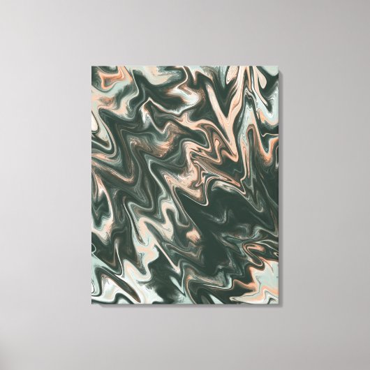 Psychadelic Marble Green Peach Vloeibaar Art Paint Canvas Afdruk (Voorkant)