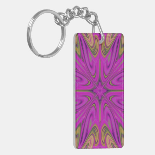 Psychadelisch vloeibaar kleurrijk Abstract Paars S Sleutelhanger (Voorkant Links)