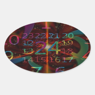Psychadelische cijfers patroon, hypnotiserend ontw ovale sticker
