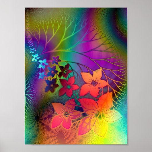 Psychadelische Floral Poster (Voorkant)