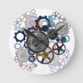 Psychadelische steampunk tandwielen, tandraderen,  ronde klok (Voorkant)