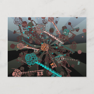 Psychadelische steampunksleutels, stralen, donkere briefkaart