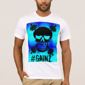 Psychdelic Blue Barbell Skull T-shirt (Voorkant)