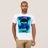 Psychdelic Blue Barbell Skull T-shirt (Voorkant volledig)