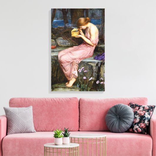 Psyche Het openen van de Gouden Doos Waterhuis Sch Canvas Afdruk (Insitu (Woonkamer))