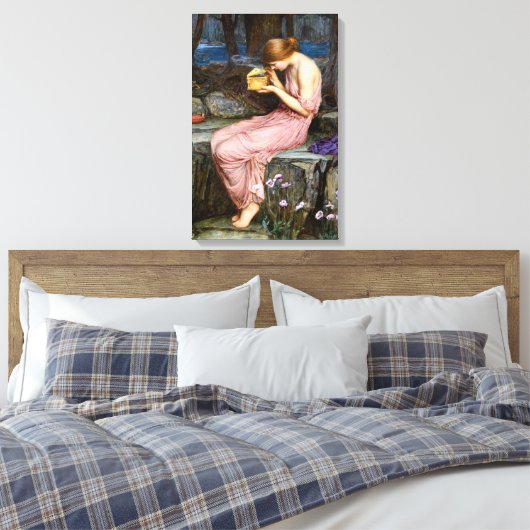 Psyche Het openen van de Gouden Doos Waterhuis Sch Canvas Afdruk (Insitu (Slaapkamer))