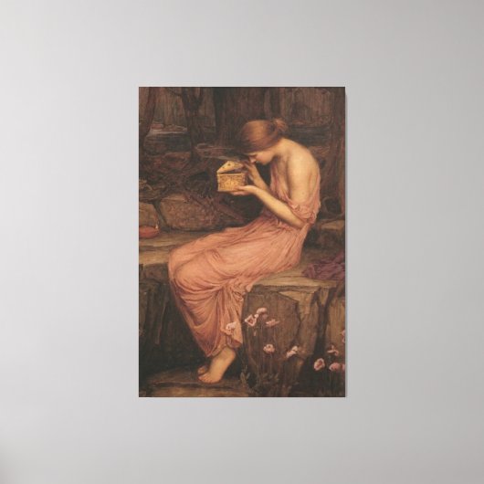 Psyche opent Golden Box door J W Waterhouse Canvas Afdruk (Voorkant)