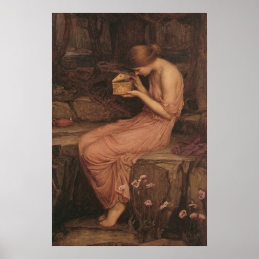 Psyche opent Golden Box door J W Waterhouse Poster (Voorkant)