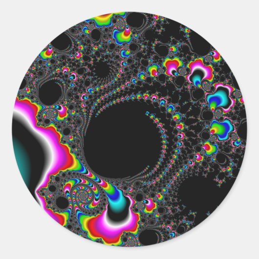 Psychedelace - Fractal Ronde Sticker (Voorkant)