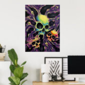 "Psychedelia" Skull Cluster Art Poster Afdrukken (Thuiskantoor)