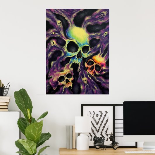 "Psychedelia" Skull Cluster Art Poster Afdrukken (Thuiskantoor)