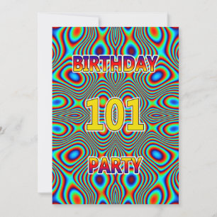 Psychedelic 101st Birthday party Invitation Kaart