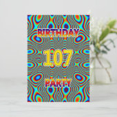 Psychedelic 107th Verjaardagsfeest Uitnodiging (Staand voorkant)