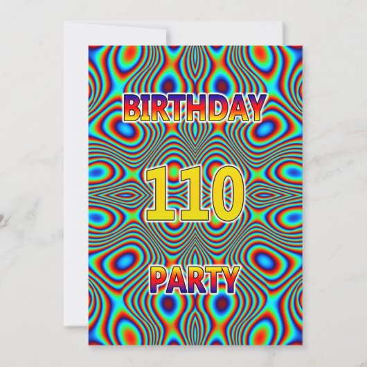 Psychedelic 110th Birthday party Invitation Kaart (Voorkant)