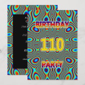 Psychedelic 110th Birthday party Invitation Kaart (Voorkant / Achterkant)