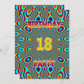 Psychedelic 18th Birthday party Invitation Kaart (Voorkant / Achterkant)