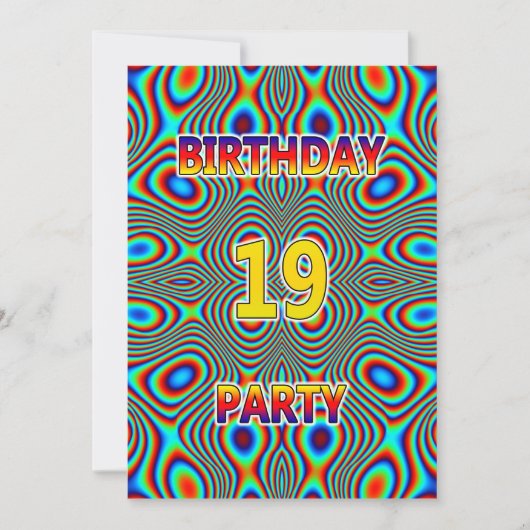 Psychedelic 19th Birthday party Invitation Kaart (Voorkant)