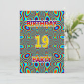 Psychedelic 19th Birthday party Invitation Kaart (Staand voorkant)