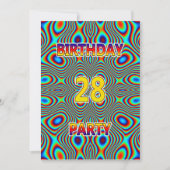 Psychedelic 28th Birthday party Invitation Kaart (Voorkant)