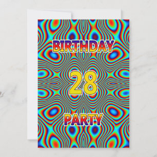 Psychedelic 28th Birthday party Invitation Kaart