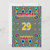 Psychedelic 29th Birthday party Invitation Kaart (Voorkant)