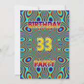 Psychedelic 33rd Birthday party Invitation Kaart (Voorkant)