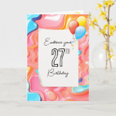 Psychedelic 3D Abstract voor 27th Birthday Kaart (Gele Bloem)