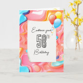 Psychedelic 3D Abstract voor 58ste Verjaardag Kaart (Gele Bloem)