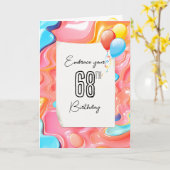 Psychedelic 3D Abstract voor 68ste Verjaardag Kaart (Gele Bloem)