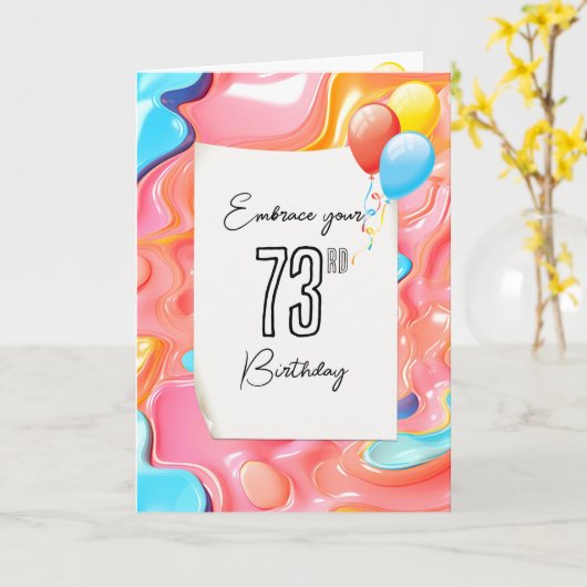 Psychedelic 3D Abstract voor 73e Verjaardag Kaart (Gele Bloem)