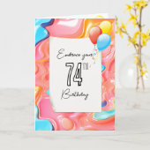 Psychedelic 3D Abstract voor 74th Birthday Kaart (Gele Bloem)