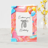 Psychedelic 3D Abstract voor 76th Birthday Kaart (Gele Bloem)