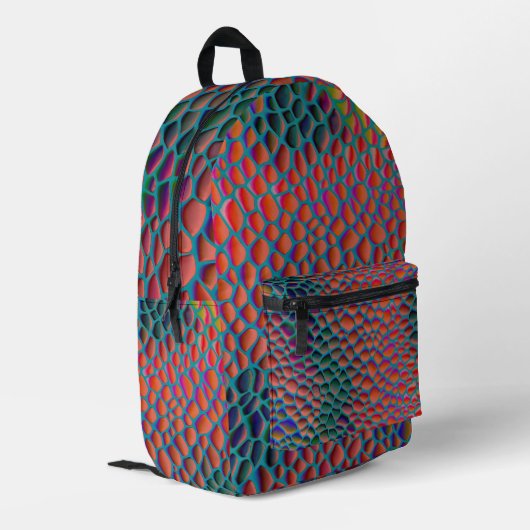 Psychedelic 3D Snake Skin Backpack – Colorful Rept Bedrukte Rugzak (Achterkant Hoek Links)