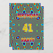 Psychedelic 41st Birthday party Invitation Kaart (Voorkant / Achterkant)