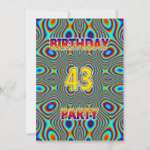 Psychedelic 43rd Birthday party Invitation Kaart (Voorkant)