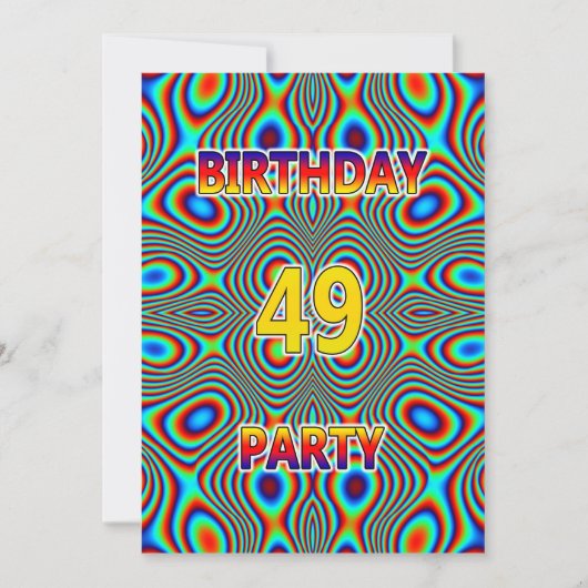 Psychedelic 49th Birthday party Invitation Kaart (Voorkant)