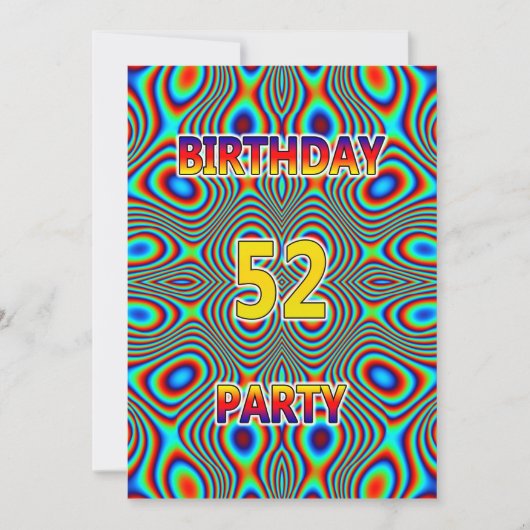 Psychedelic 52e verjaardagsfeestje uitnodiging (Voorkant)