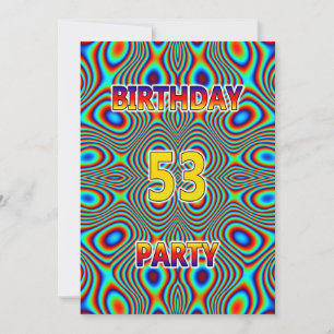 Psychedelic 53rd Birthday party Invitation Kaart