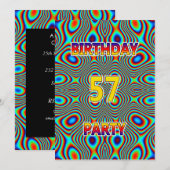 Psychedelic 57th Verjaardagsfeest Uitnodiging (Voorkant / Achterkant)