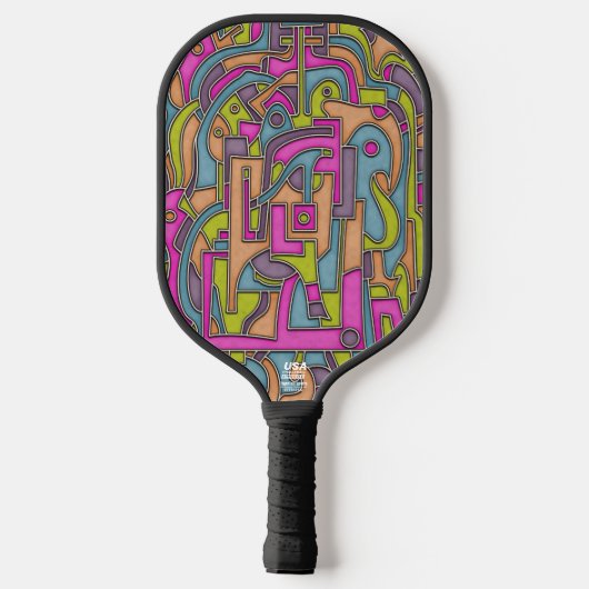 Psychedelic 60s Retro Mod Geometric Design  Pickleball Paddle (Achterkant)