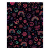 Psychedelic 70s Wall Art | Neon Daisies & Electric Perfect Poster (Voorkant)