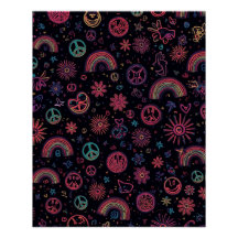 Psychedelic 70s Wall Art | Neon Daisies & Electric