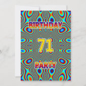Psychedelic 71st Birthday party Invitation Kaart (Voorkant)